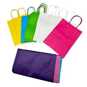 Colorful Paper Gift Bags With Handles & Tissue Paper Set